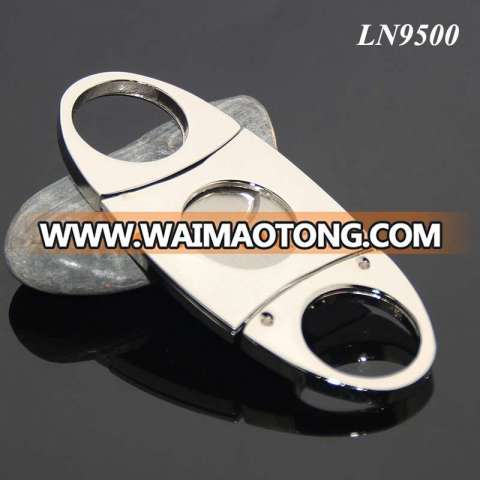 Pocket Portable Oval Cigar Scissors High Quality Silver Stainless Steel Double Blade Knife Super Sharp Metal Cigar Cutter